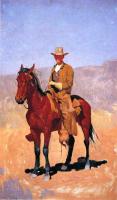 Frederic Remington - Mounted Cowboy in Chaps with Race Horse